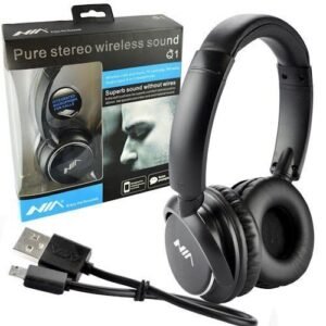 NIA Q1 Casque Sans Fil Bluetooth V4.2 avec Micro, Radio FM & Slot Carte SD – Noir