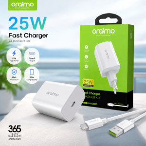 Chargeur Rapide Oraimo 25W USB-C – Adaptateur Secteur Fast Charging pour Samsung, Xiaomi, Redmi, OPPO et iPhone