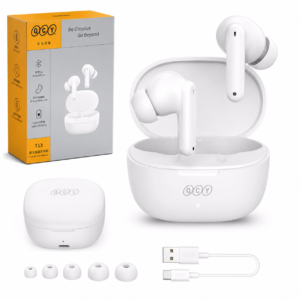 QCY Écouteurs Bluetooth Sans Fil TWS – AirPods QCY avec Bluetooth 5.3, Son HD, Microphone, Réduction de Bruit et Longue Autonomie